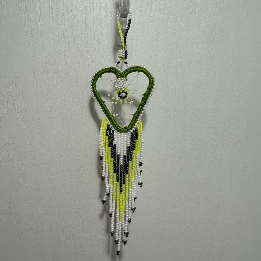 Huichol Beaded Heart Dreamcatcher